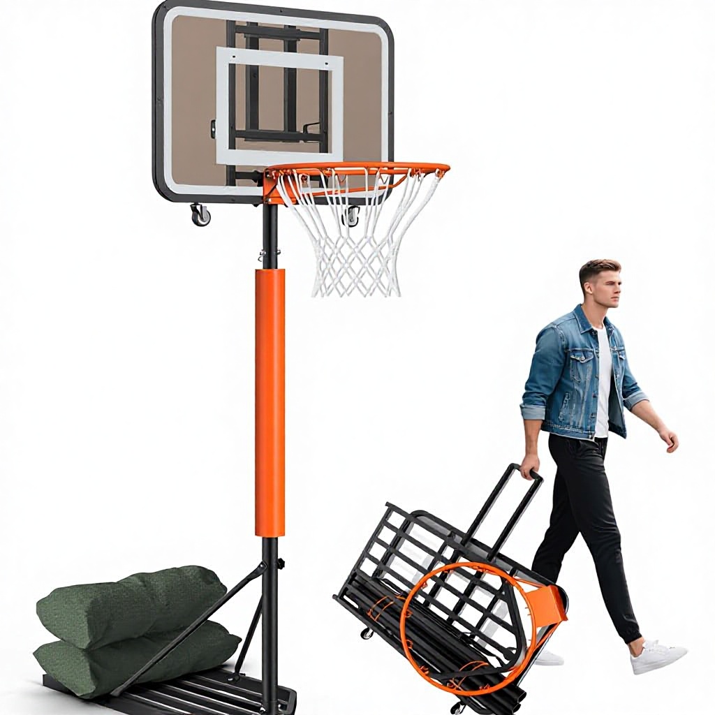 Basketball Hoop - ชุดห่วงบาสเกตบอลแบบพกพา ปรับความสูงได้ ขนาด 7.1-8.9 ฟุต แผ่นหลังทำจากโพลีคาร์บอเนต