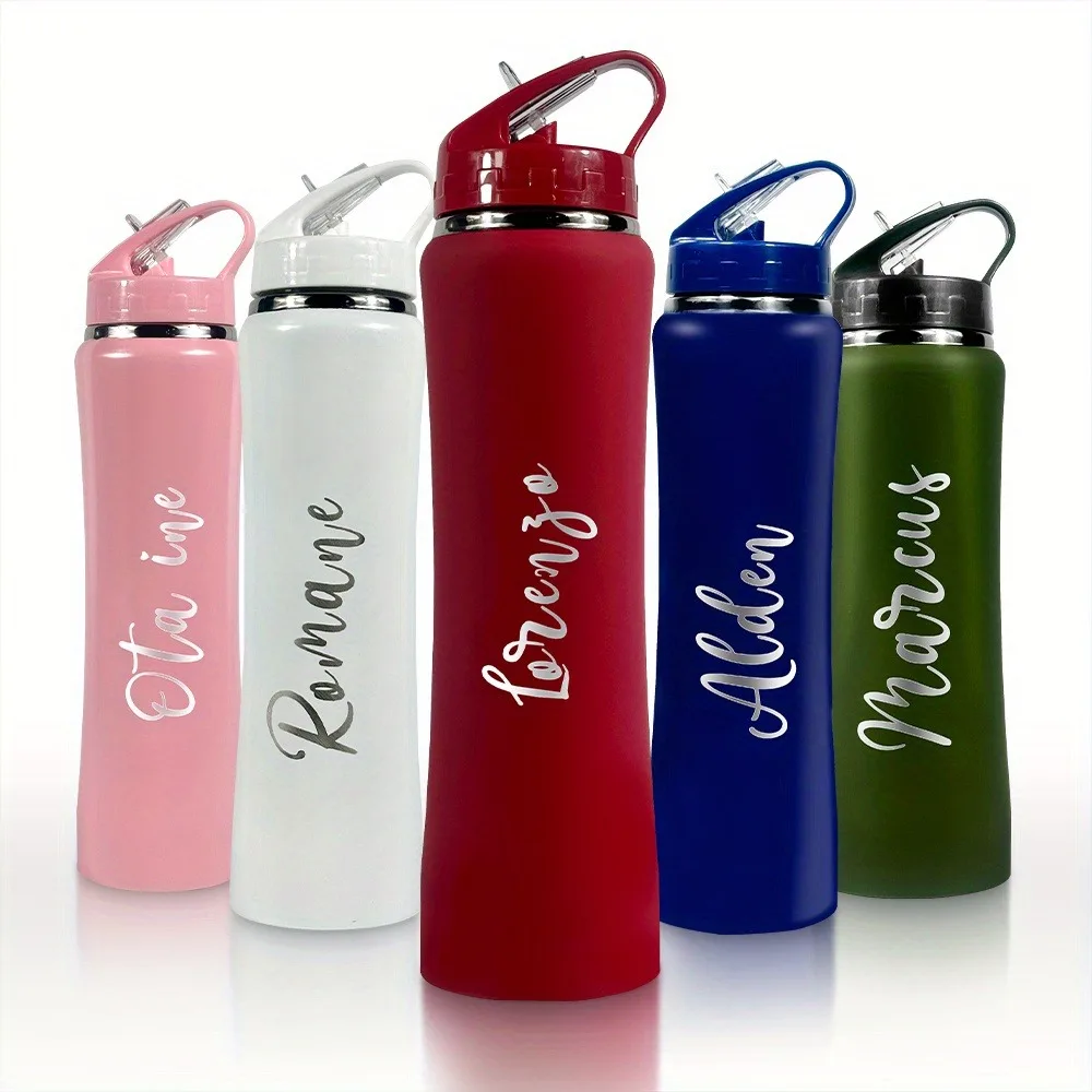 Sports Water Bottle Insulated - ขวดน้ําสแตนเลสหุ้มฉนวนส่วนบุคคลพร้อมหลอด - ขวดออกกําลังกาย/ขี่จักรยานแกะสลัก ของขวัญที่สมบูรณ์แบบสําหรับผู้ชายและผู้หญิง