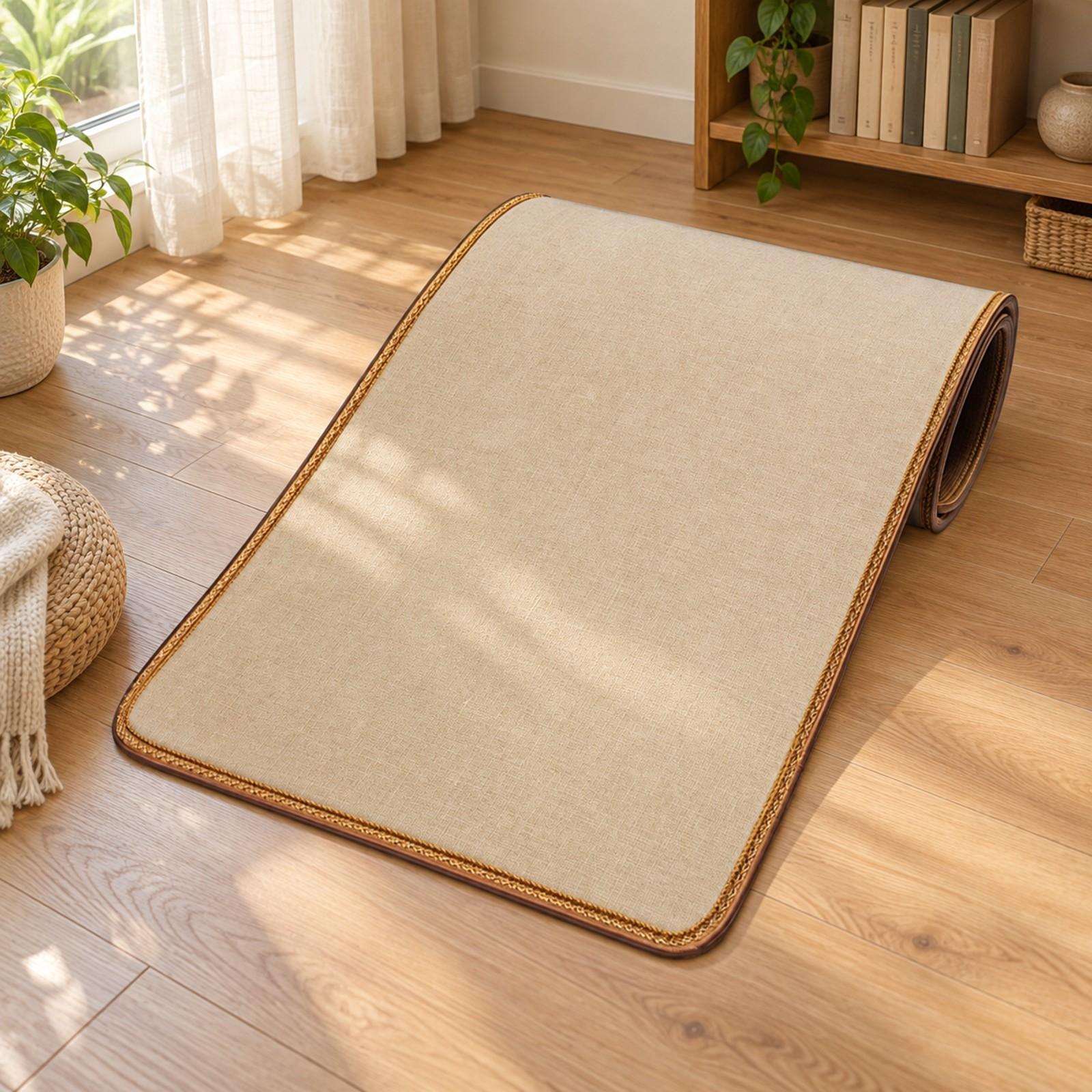 Yoga Mat - เสื่อรองพื้นผ้าลินินสำหรับโยคะ ออกกำลังกาย คุกเข่า หรือใช้เป็นเสื่อสำหรับสวดมนต์ สามารถม้วนเก็บได้ เหมาะสำหรับใช้ในพื้นที่ออกกำลังกาย